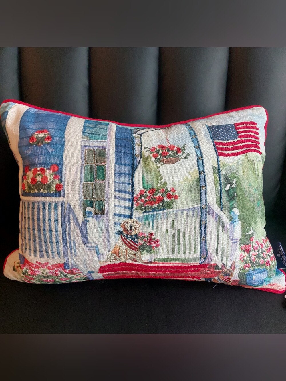 Brooks Brothers Red, Blue, White Patriotic Porch Throw Pillow